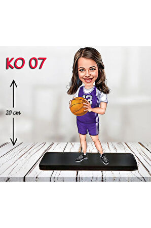 Kişiye Özel Ahşap Biblo - Kız Çocuk Karikatür Biblo - Basketbolcu Biblo