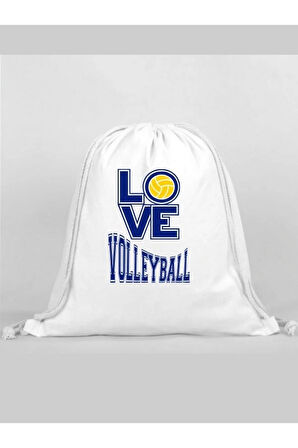 Voleybol Baskılı Sırt Çantası - İp Büzgülü Spor Çanta