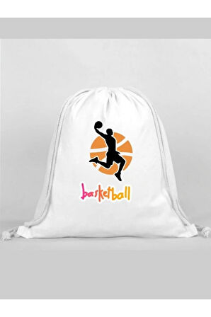 Basketbol Baskılı Sırt Çantası - İp Büzgülü Spor Çanta