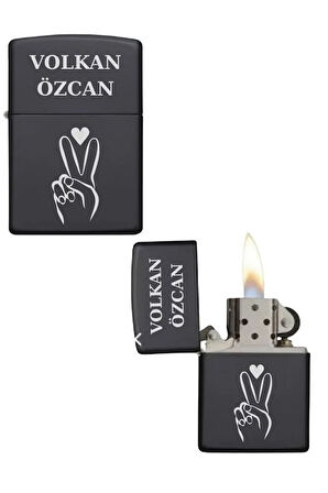 Kişiye Özel Barış İşaretli Metal Çakmak