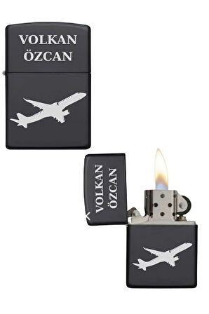 Kişiye Özel Uçak Baskılı Metal Çakmak