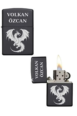 Kişiye Özel Ejderha Baskılı Metal Çakmak
