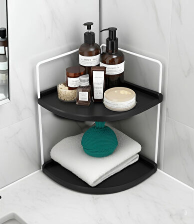 Dekoratif 2 Katlı Raf | Çok Amaçlı Organizer Paslanmaz Çelik & Ahşap Stand – Salon, Mutfak, Banyo, Çalışma Alanı İçin