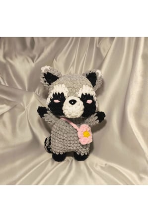 El Yapımı Tek Parça Tığ İşi Peluş: Rakun Amigurumi