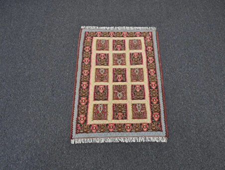 Zehra Abla Halı El Dokuma Otantik Pastel Naif İran Sine Yün Kilim 4893