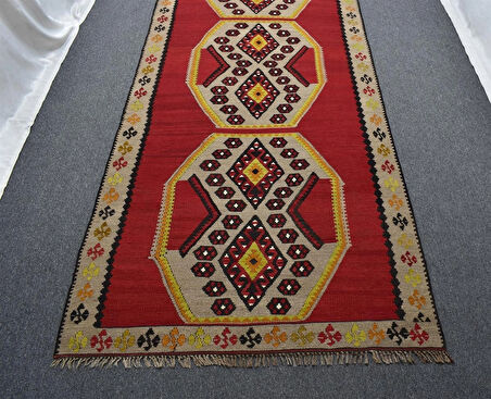 Zehra Abla Halı El Dokuma Ender Boyutlu Tek Parça Yekpare Sivas Kangal Yün Kilim 4910