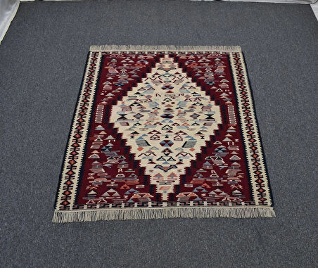 Zehra Abla Halı El Dokuma Nadir Otantik İran Sine Yün Kilim 4924