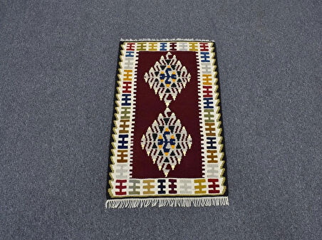 Yeni El Dokuma Enfes Benzersiz Hediyelik Yahyalı Yün Kilim 5560