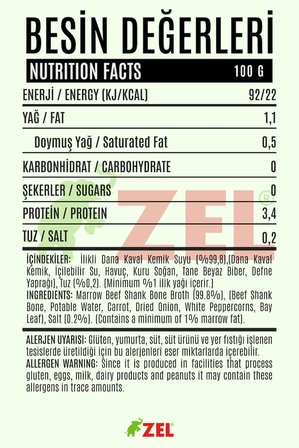 İlikli Kemik Suyu 480 ml 6 ADET – 12 Saat Kaynatılmış, %100 Dana Kaval Kemiklerinden 