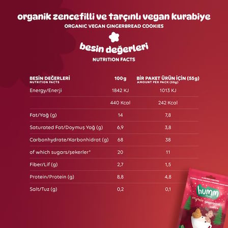 Organik Vegan Zencefilli ve Tarçınlı Kurabiye - 3 adet