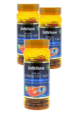 3 Kutu Shiffa Home Çörekotu Yağı Kapsül 1000mg X 100 Softjel Çörekotu Kapsül