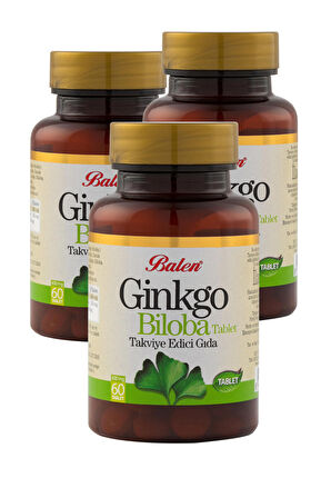 3 Kutu Balen Ginkgo Biloba 600 Mg X 60 Tablet Ginkgo Ginko Biloba Tableti