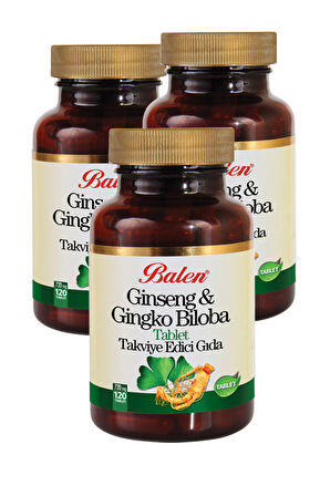 3 Kutu Balen Ginseng Gingko Biloba Ginkgo 720 Mg 120 Tablet Kırmızı Ginseng Ginkgo Ginko Biloba Tableti