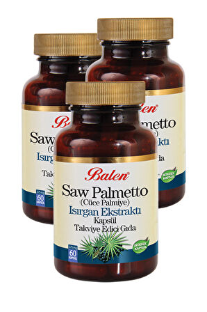 3 Kutu Balen Saw Palmetto Cüce Palmiye Isırgan Ekstraktı 375 mg x 60 Kapsül