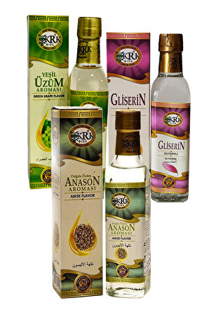 Krk Gıda 3 Çeşit Anason Aroması 250 ml + Gliserin 250 ml + Üzüm Aroması 250 ml