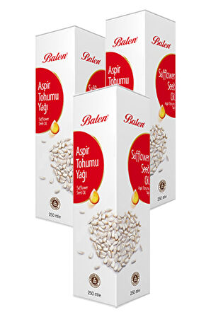3 Kutu Balen Aspir Tohumu Yağı 250 Ml Soğuk Pres Cla Saf Aspir Yağı