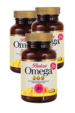 3 Kutu Balen Omega 3-6-9 Omega 3 6 9 100 Yumuşak Kapsül X 1585 mg Balık Yağı Omega 3 Yumuşak Kapsül