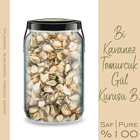 Tomurcuk Beyaz Gül Kurusu Bi Kavanoz 660 cc. Cam Kavanozda Kurutulmu Beyaz Gül Dried Rose Bud