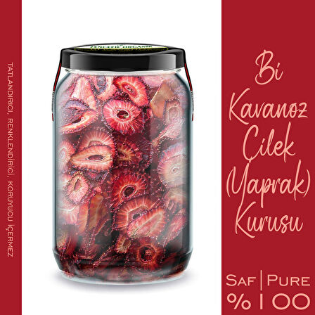 Çilek Kurusu Yaprak Çilek Bi Kavanoz 660 cc. Cam Kavanozda Katkısız Kurutulmuş Yaprak Çilek Cipsi