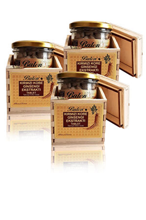 3 Kutu Balen Kırmızı Kore Ginseng Tablet 600mg*120 Kapsül Yetişkin Kök Kore Ginsengi Tahta Kutuda
