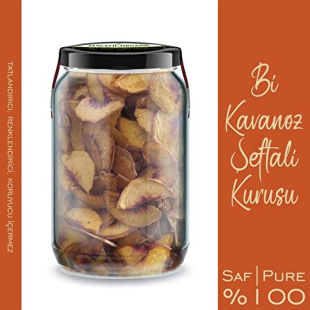 Şeftali Kurusu Bi Kavanoz 660 cc. Cam Kavanozda Katkısız Yaprak Dilim Kurutulmuş Şeftali Dried Peach