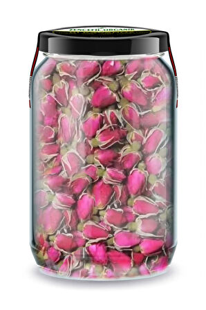 Tomurcuk Kırmızı Gül Kurusu Bi Kavanoz 660 cc. Cam Kavanozda Koyu Pembe Tomurcuk Gül Dried Rose Bud