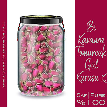 Tomurcuk Kırmızı Gül Kurusu Bi Kavanoz 660 cc. Cam Kavanozda Koyu Pembe Tomurcuk Gül Dried Rose Bud