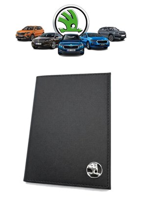Metal Skoda Logolu Deri Ruhsat Kabı Cüzdanı Kılıfı Ruhsatlık METAL LOGO