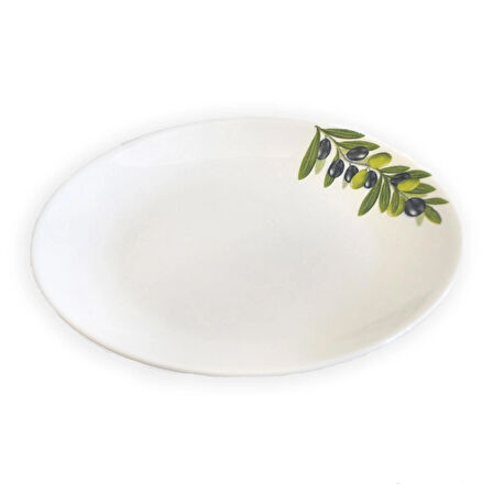 zeytin desenli porselen servis tabağı 25 cm çap