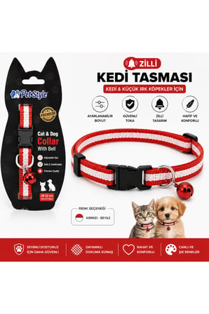 Kedi & Küçük Irk Köpekler İçin Ayarlanabilir Zilli Boyun Tasması