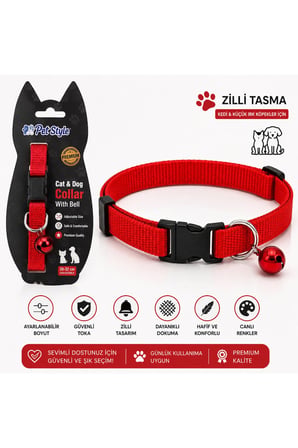 Kedi & Küçük Irk Köpekler İçin Ayarlanabilir Zilli Boyun Tasması