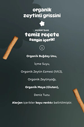 Humm Organic Organik Vegan Zeytinli Grissini Atıştırmalık Paketi - 55 G X 3 adet