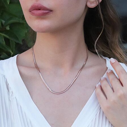 Rose Gold Kaplama İtalyan Zincir Gümüş Set