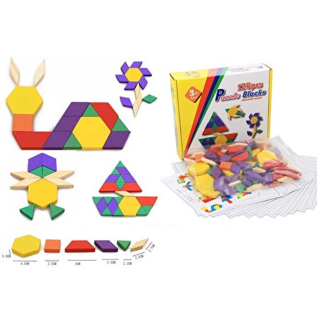 Zhltoys Ahşap 125 Parça Blok Çocuk Eğitici Tangram Puzzle