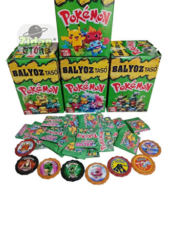 Balyoz Pokemon Tasoları Yeni Seri 40 Adet Pokemon Taso | Hediye Paketinde Mini Oyuncak ve Şeker