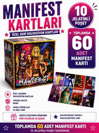 Manifest Kartları 10 Jelatinli Poşet Toplam 60 Adet Koleksiyon Kartı Özel Seri Fotoğraf Kart Seti