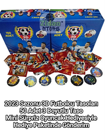 2023 Sezonu 3D Futbolcu Tasoları 50 Adet | Koleksiyonluk Taso Seti ve Mini Oyuncak Hediyeli