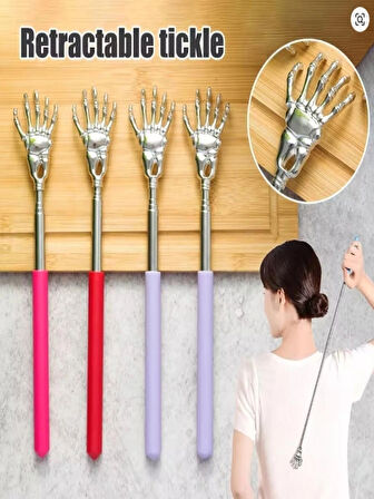 Teleskopik Sırt Kaşıyıcı 21-57 cm  Masaj Aparatı Silikon Tutma Metal Parmak Başlık