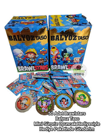  Brawl Stars Balyoz Taso 50 Adet | Mini Sürpriz Oyuncak ve Şeker Hediyeli | Hediye Paketli