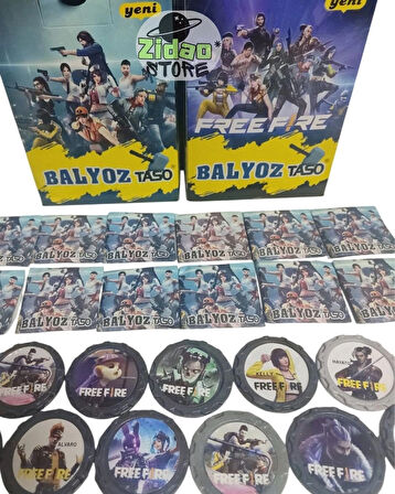 FREE FİRE Balyoz Tasoları 20 Adet Özel Seri Savaşçı Koleksiyon Taso Mini Oyuncak ve Şeker Hediyeli