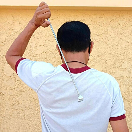 Pratik Teleskopik Cep Tırmalama Masaj Seti Paslanmaz Çelik Scratcher Kalem Klipsi Sırt Masajı