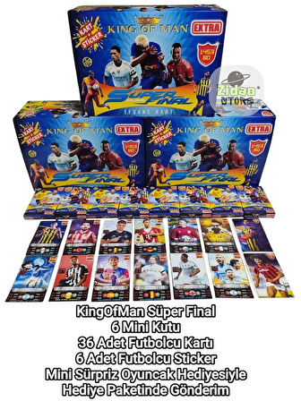 King Of Man 1453 BD 6 Mini Kutu | Futbolcu Kartları ve Sticker | Sürpriz Oyuncak + Şeker Hediyeli