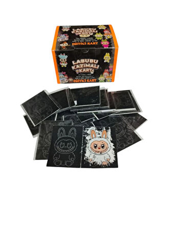  Labubu Kazımalı Kart 5 Jelatinli Poşet | 10 Kart | Mini Sürpriz Oyuncak ve Şeker Hediyeli