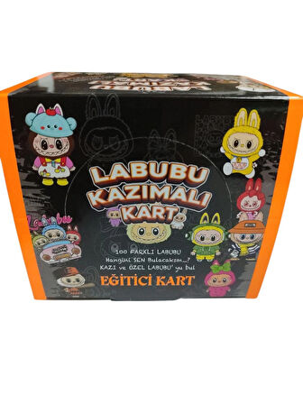  Labubu Kazımalı Kart 5 Jelatinli Poşet | 10 Kart | Mini Sürpriz Oyuncak ve Şeker Hediyeli