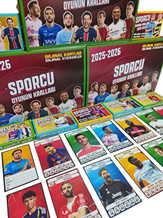 Sporcu 2025-2026 Oyunun Kralları Futbolcu Kartı Seti 10 Kutu + Sürpriz Oyuncak ve Şeker
