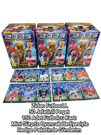 Start Futbol 50 Jelatinli Poşet - 150 Adet Futbolcu Kartı + Mini Oyuncak ve Şeker Hediye
