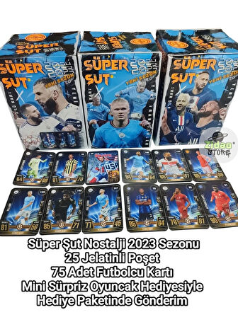  Süper Şut Nostalji 2023 Sezonu Futbolcu Kartları 25 Jelatinli Poşet 75 Adet Koleksiyon Seti