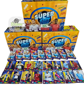  Süper Şut 2026 Yeni Sezon Futbolcu Kartları 10 Mini Kutu Toplam 60 Adet Hediye Paketli