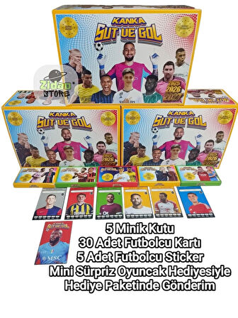 Kanka Şut ve Gol Yeni Sezon Transferler 5 Mini Kutu 30 Futbolcu Kartı 5 Sticker Hediye Seti