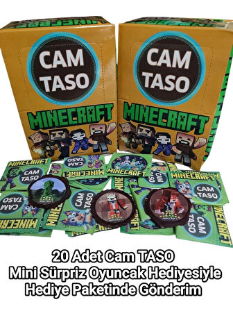 Minecraft Cam Taso 20 Adet Koleksiyon Tasoları Hediyeli Paket Mini Sürpriz Oyuncak ile Gönderim